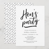 Handgeschreven uitnodiging voor Hen's Party (Voorkant / Achterkant)