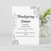 Handgeschreven uitnodiging voor Thanksgiving diner (Staand voorkant)