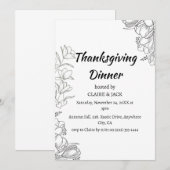 Handgeschreven uitnodiging voor Thanksgiving diner (Voorkant / Achterkant)