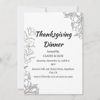 Handgeschreven uitnodiging voor Thanksgiving diner