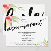 Handgeschreven uitstel trouwdatum bloemige uitnodi kaart (Voorkant / Achterkant)