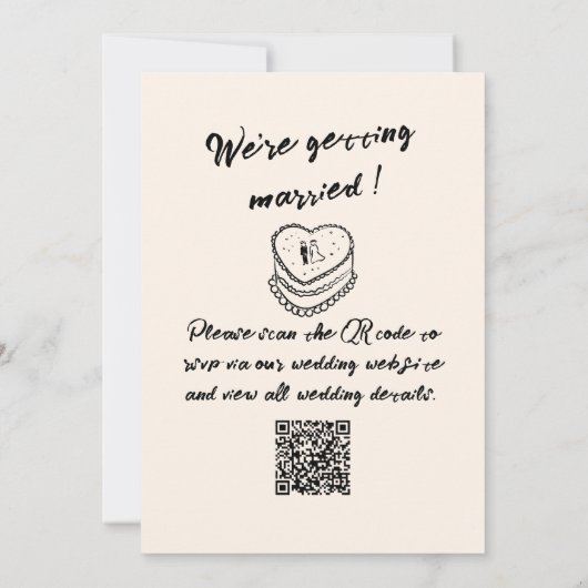 Handgeschreven Unieke Eigenzinnige QR Code Weddin Kaart (Achterkant)