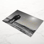 Handgeschreven unieke foto bruiloft Save the Date Folie Uitnodiging (Gedraaid)