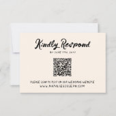 handgeschreven unieke QR-code bruiloft RSVP Kaartje (Voorkant)
