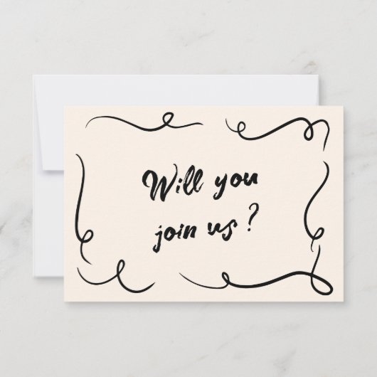 handgeschreven unieke QR-code bruiloft RSVP Kaartje (Achterkant)