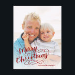 Handgeschreven vakantie Kaart Maroon<br><div class="desc">Dit volledige briefkaart met bloedfoto's is voorzien van handgeschreven kalligrafie en zegt 'Vrolijk kerstfeest'. Voeg een retouradres en foto toe aan de achterkant.</div>