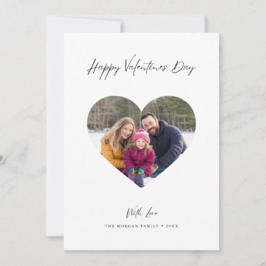 Handgeschreven Valentijnsdag Familie Hartfoto Feestdagenkaart (Voorkant)