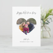 Handgeschreven Valentijnsdag Familie Hartfoto Feestdagenkaart (Staand voorkant)