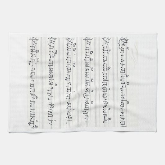 Handgeschreven vel muziek houdt het beloofde lied theedoek (Horizontaal)