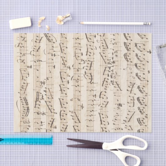 Handgeschreven  vel muziekbeige weefselpapier tissuepapier (Craft)