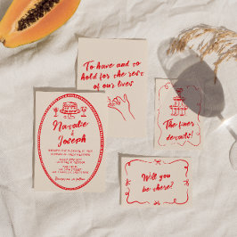 Handgeschreven Vintage Unieke eigenzinnige bruilof Kaart