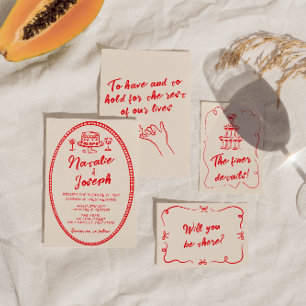 Handgeschreven Vintage Unieke eigenzinnige bruilof Kaart