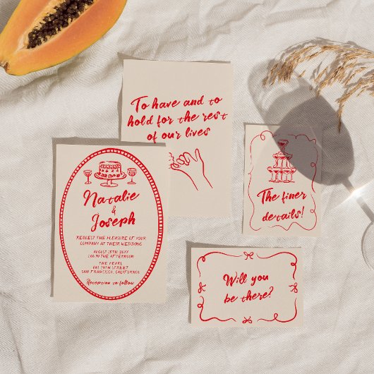 Handgeschreven Vintage Unieke eigenzinnige bruilof Kaart