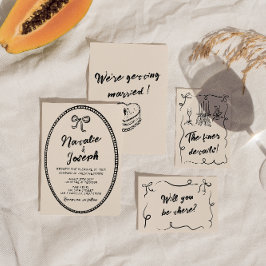 Handgeschreven Vintage Unieke eigenzinnige bruilof Kaart