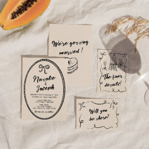 Handgeschreven Vintage Unieke eigenzinnige bruilof Kaart