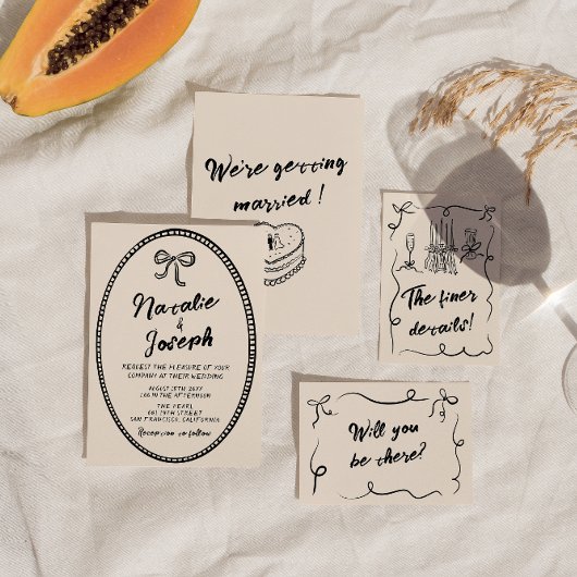 Handgeschreven Vintage Unieke eigenzinnige bruilof Kaart