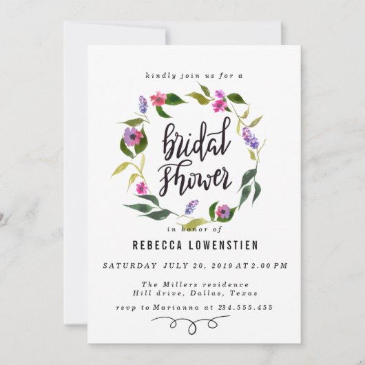 Handgeschreven Vrijgezellenfeest Script Bloemenkra Kaart (Voorkant)