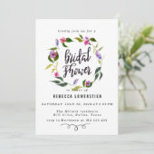 Handgeschreven Vrijgezellenfeest Script Bloemenkra Kaart (Staand voorkant)