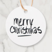 Handgeschreven Vrolijk Kerstfeest in Zwart Bedankjes Labels (Voorkant)