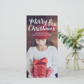 Handgeschreven vrolijk kerstfeest volledige fotoka feestdagenkaart (Staand voorkant)