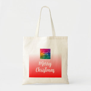 Handgeschreven vrolijke kerstfoto of Logo-Sjabloon Tote Bag