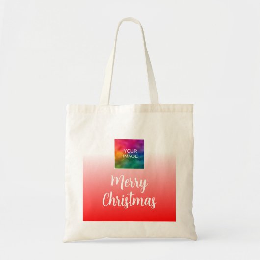Handgeschreven vrolijke kerstfoto of Logo-Sjabloon Tote Bag (Voorkant)