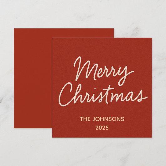Handgeschreven Vrolijke Kerstgroet op Rood Feestdagenkaart (Voorkant / Achterkant)