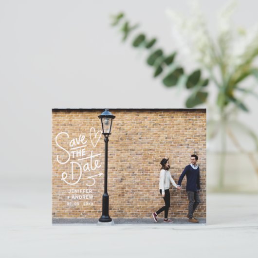 Handgeschreven wandscript slaat de datumFoto op Briefkaart (Staand voorkant)