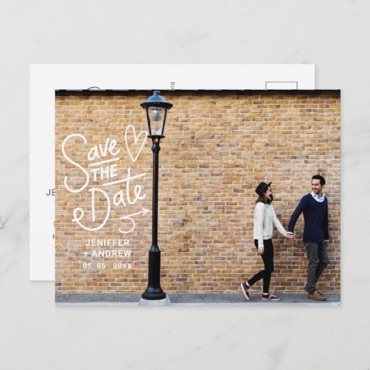 Handgeschreven wandscript slaat de datumFoto op Briefkaart (Voorkant / Achterkant)