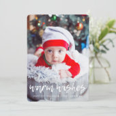 Handgeschreven Warm Wishes Foto Feestdagenkaart (Staand voorkant)