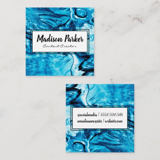 Handgeschreven waterachtergrond vierkante visitekaartje (Voorkant / Achterkant)