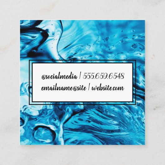 Handgeschreven waterachtergrond vierkante visitekaartje (Achterkant)