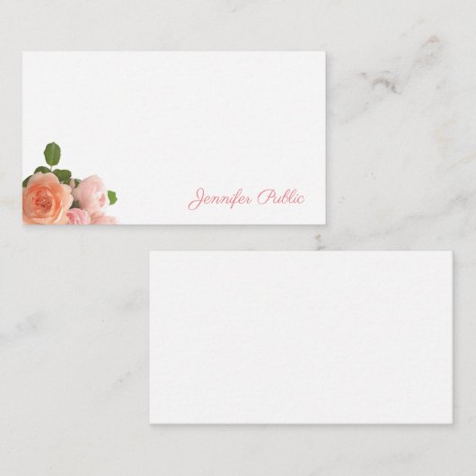 Handgeschreven Waterverf Rozen Pastel Colors Trend Notitiekaartje (Voorkant / Achterkant)