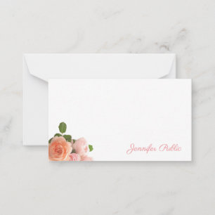 Handgeschreven Waterverf Rozen Pastel Colors Trend Notitiekaartje