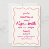 Handgeschreven Wavy Border Girly Pink Vrijgezellen Kaart (Voorkant)