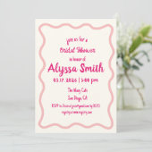 Handgeschreven Wavy Border Girly Pink Vrijgezellen Kaart (Staand voorkant)