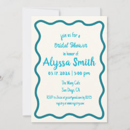 Handgeschreven Wavy Border Retro Blauwgroen Vrijge Kaart