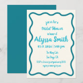 Handgeschreven Wavy Border Retro Blauwgroen Vrijge Kaart (Voorkant / Achterkant)