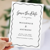 Handgeschreven Wavy Lijst Zwart & Wit Save The Date