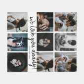 Handgeschreven We houden van je vader 9 Foto Fleece Deken (Voorkant (Horizontaal))