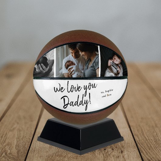 Handgeschreven We Love You Daddy 3 Photo College Basketbal