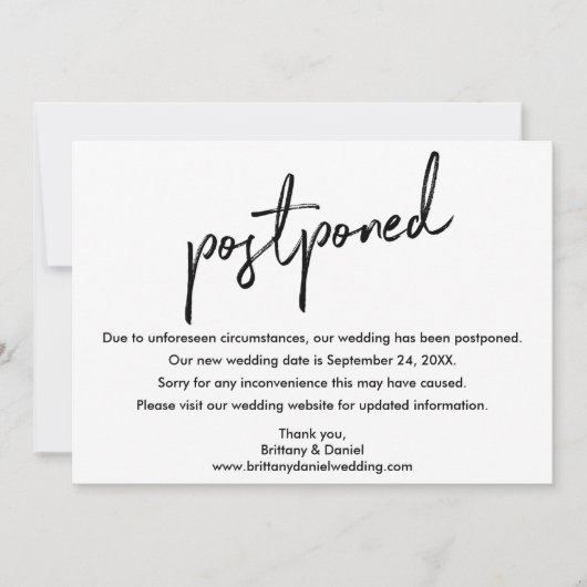 Handgeschreven Weddenschap van het Manuscript Post Save The Date (Voorkant)