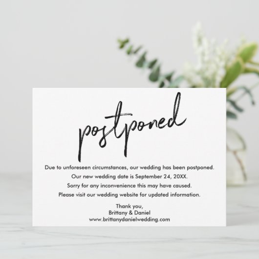 Handgeschreven Weddenschap van het Manuscript Post Save The Date (Staand voorkant)