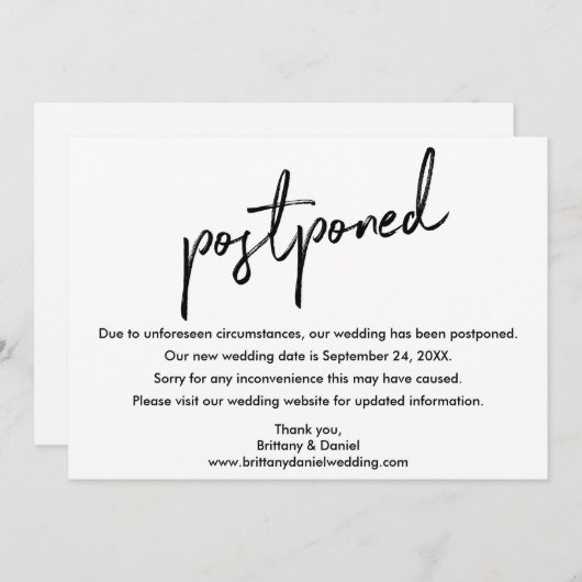 Handgeschreven Weddenschap van het Manuscript Post Save The Date (Voorkant / Achterkant)