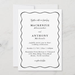 Handgeschreven Wedding Black Wavy Border alles in  Kaart