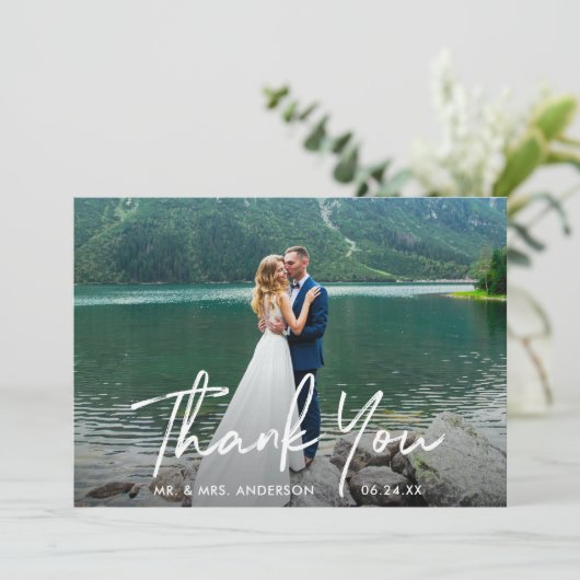 Handgeschreven weduwfoto voor script bedankkaart (Staand voorkant)