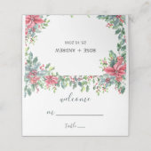 Handgeschreven Welkom Poinsettia Kerstbruiloft Plaatskaartje (Buitenkant ongevouwen)
