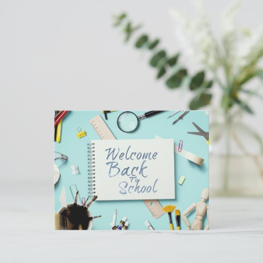 Handgeschreven "Welkom terug op school" (Staand voorkant)