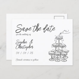 Handgeschreven Whimsical Black&White bruiloft Aankondigingskaart