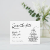 Handgeschreven Whimsical Black&White bruiloft Aankondigingskaart (Staand voorkant)